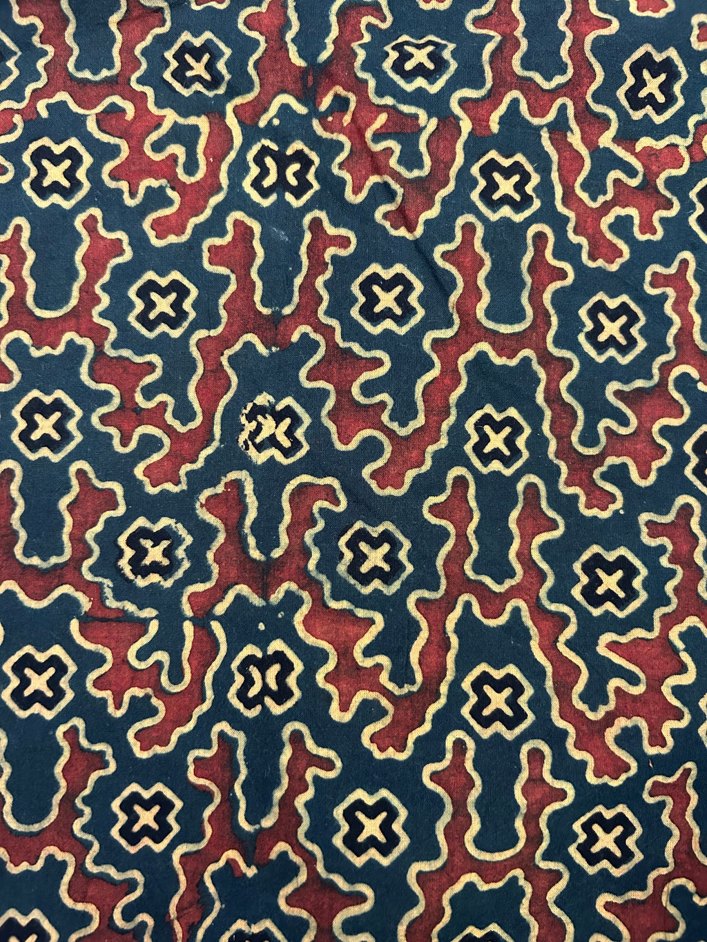 Handblock Printed Ajrakh Cotton - Green(2.4m)