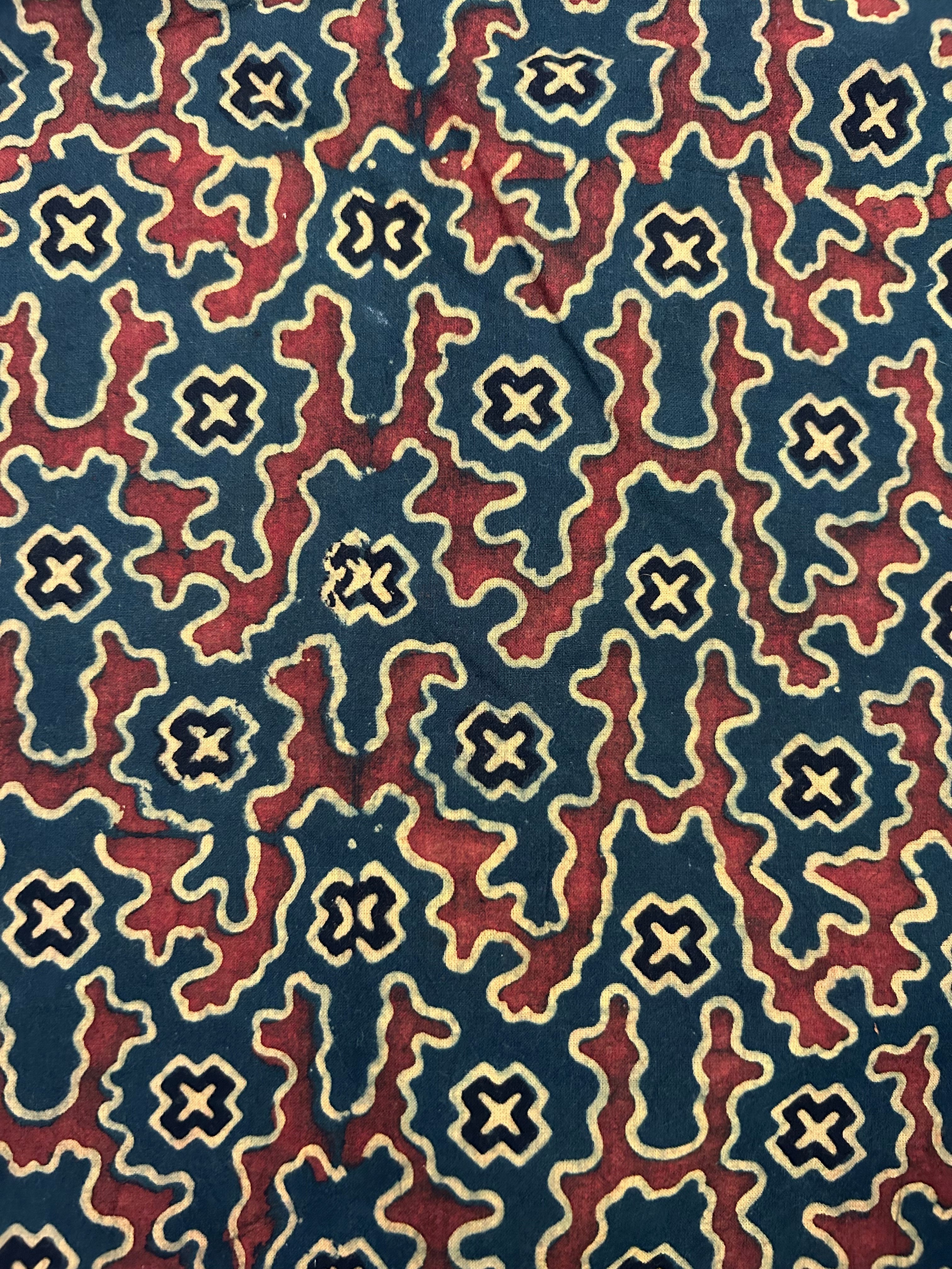 Handblock Printed Ajrakh Cotton - Green(2.4m)
