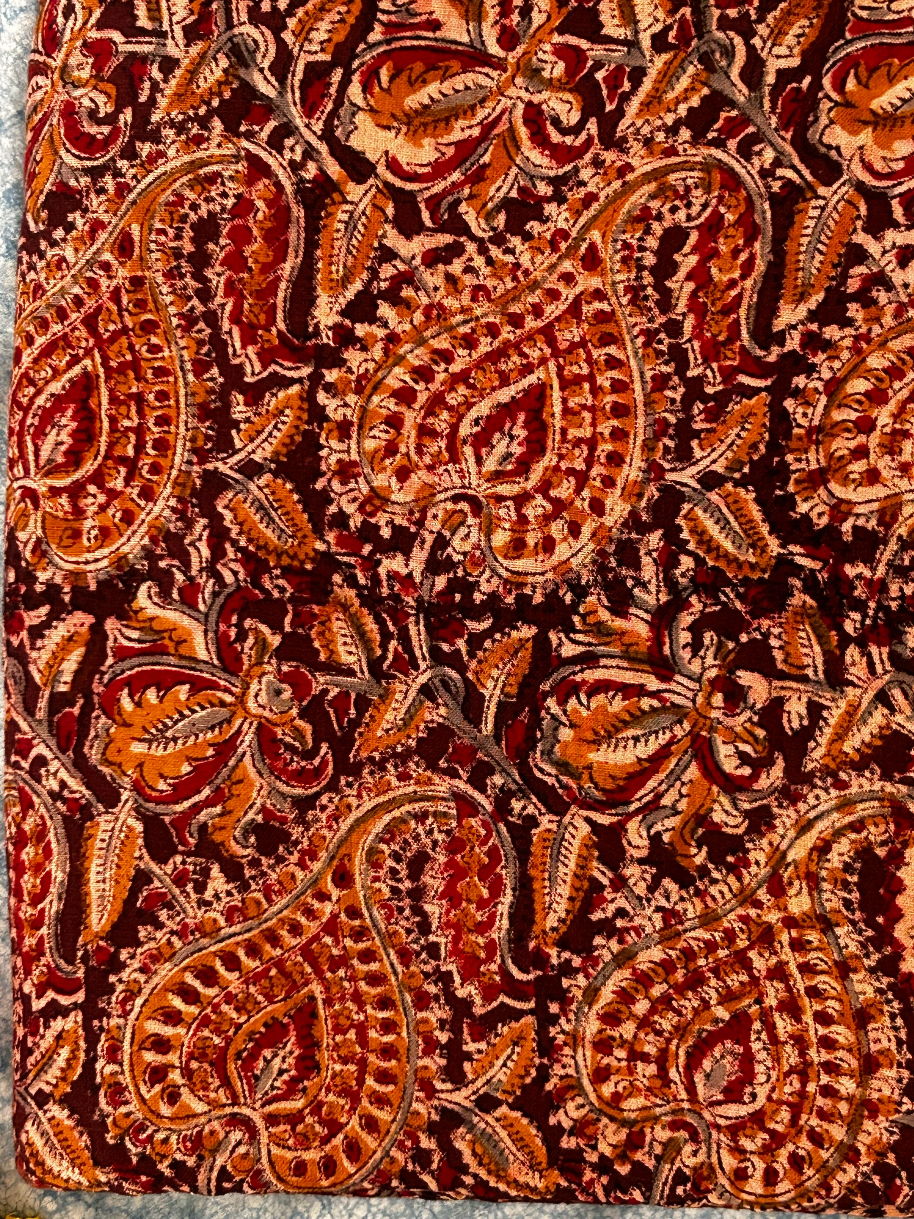 Handspun & Handwoven 2.5m Cotton Fabric With Handdone Pedana Kalamkari
