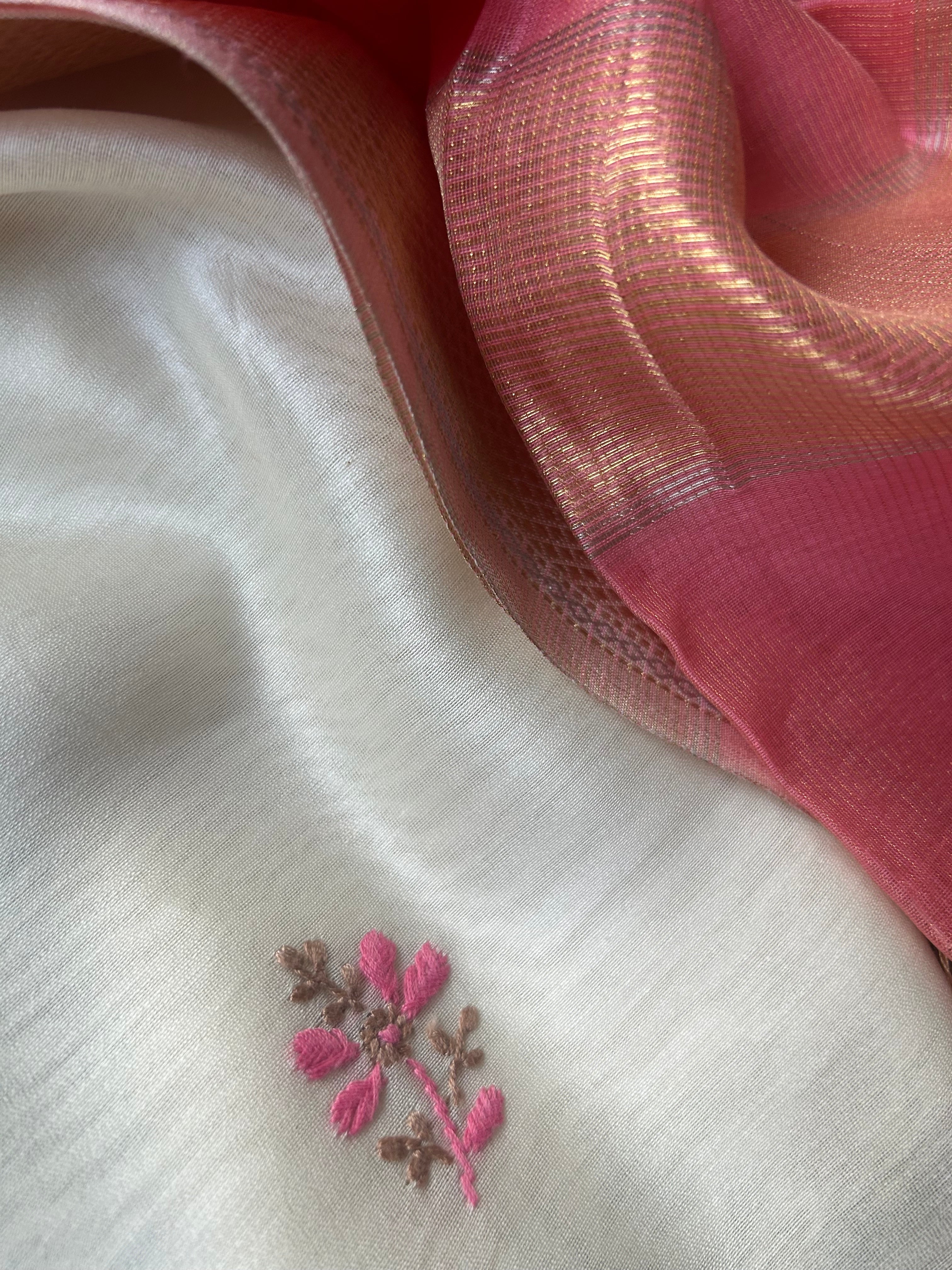 Handwoven Chikankari Work Maheshwari Set