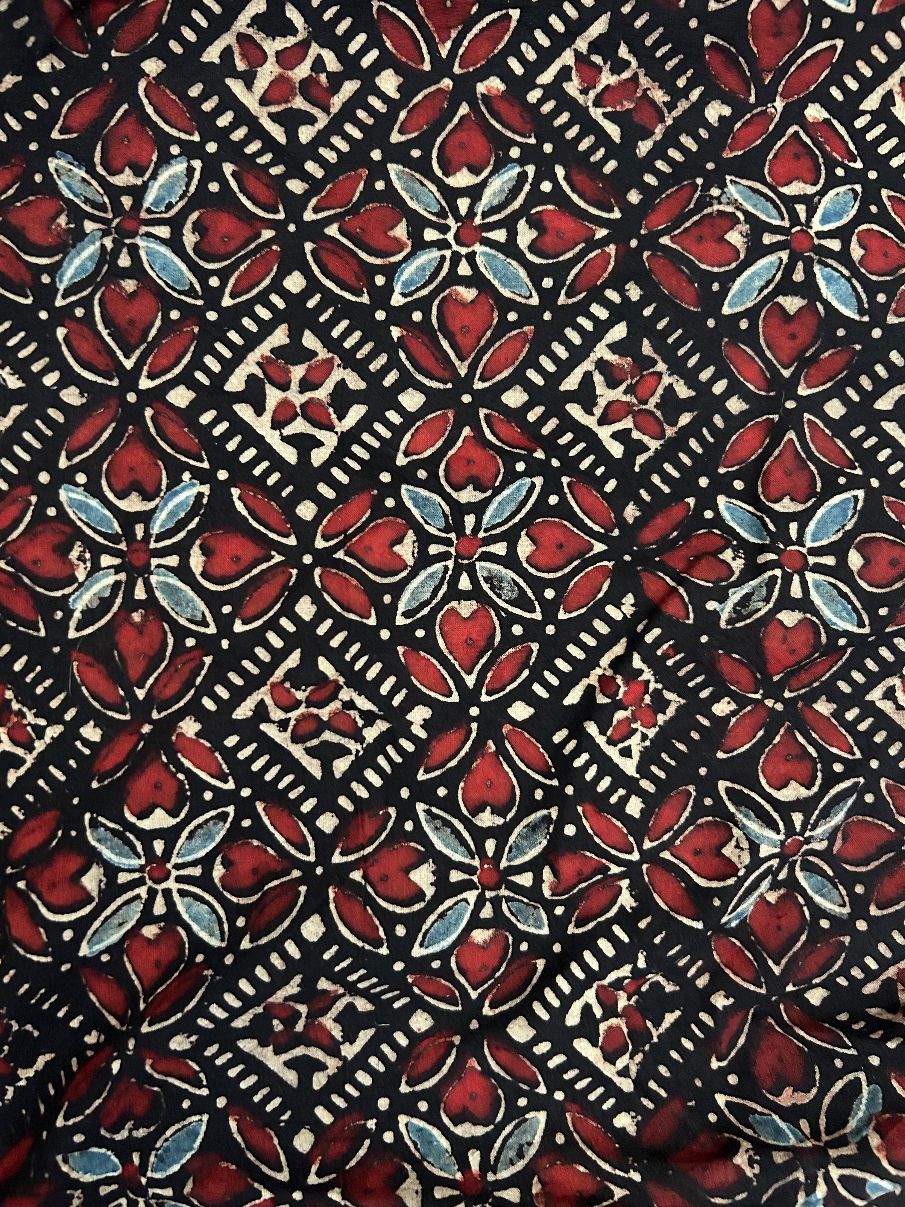 Handblock Printed Ajrakh Cotton - Black (.80m)