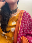 Handwoven Double Ikat Kurta Telia Dupatta Set