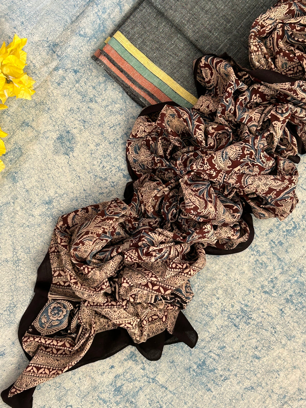 Handwoven Handcrafted Bhujodi Kala Cotton Kalamkari Kurta Dupatta Set