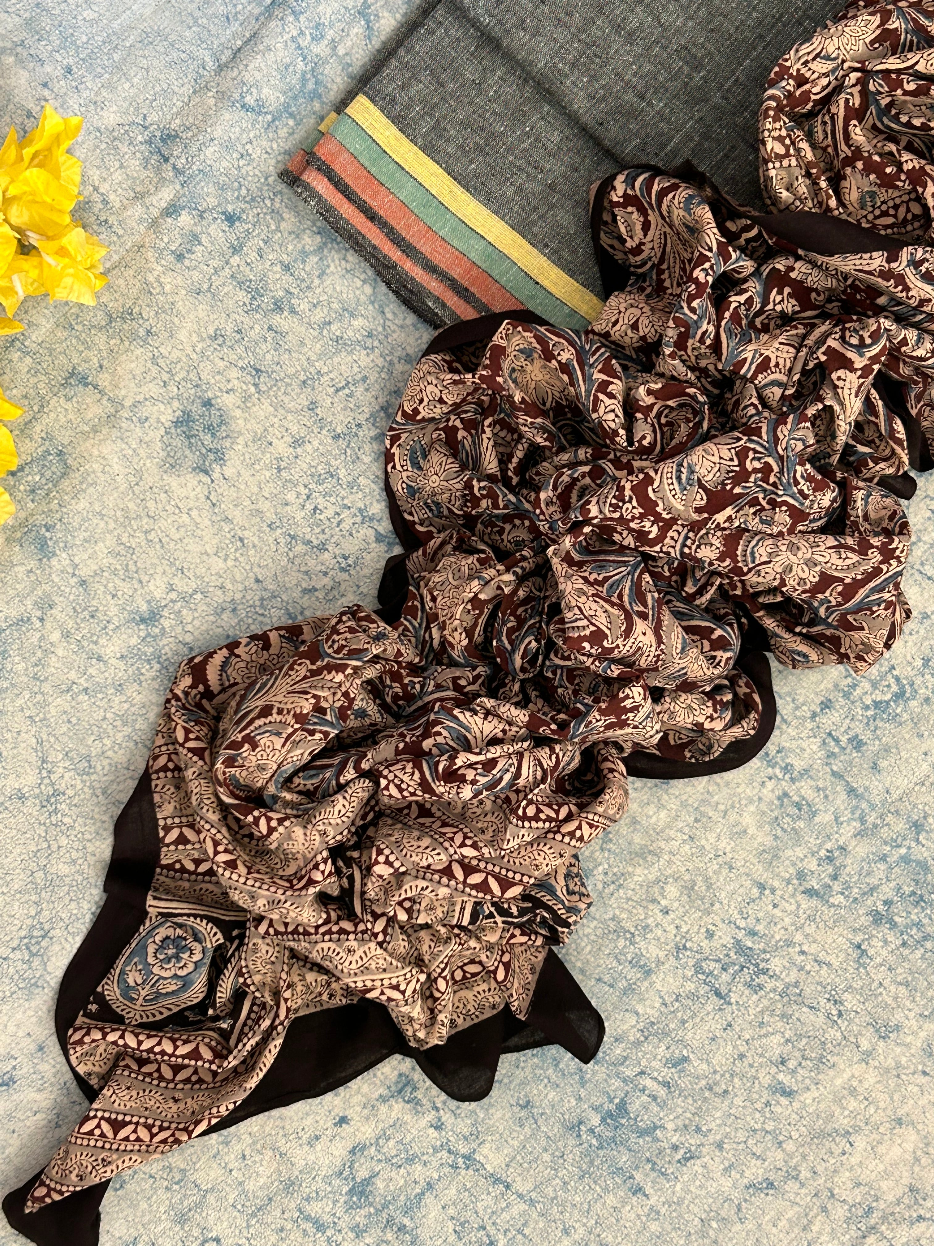 Handwoven Handcrafted Bhujodi Kala Cotton Kalamkari Kurta Dupatta Set