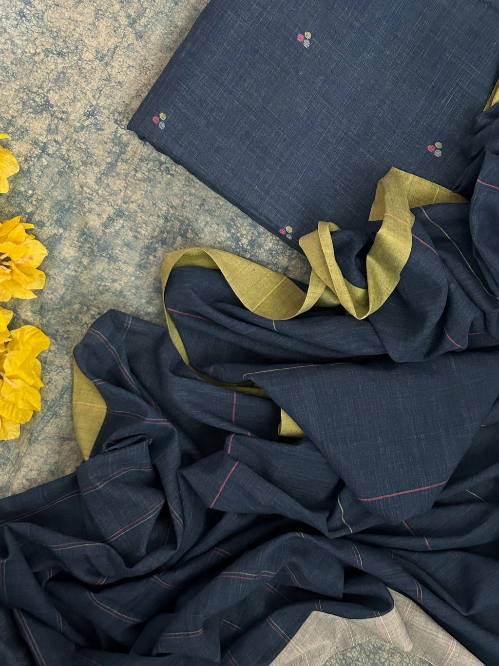 Neel Zari - Handwoven Bengal Jamdani Kurta Dupatta set