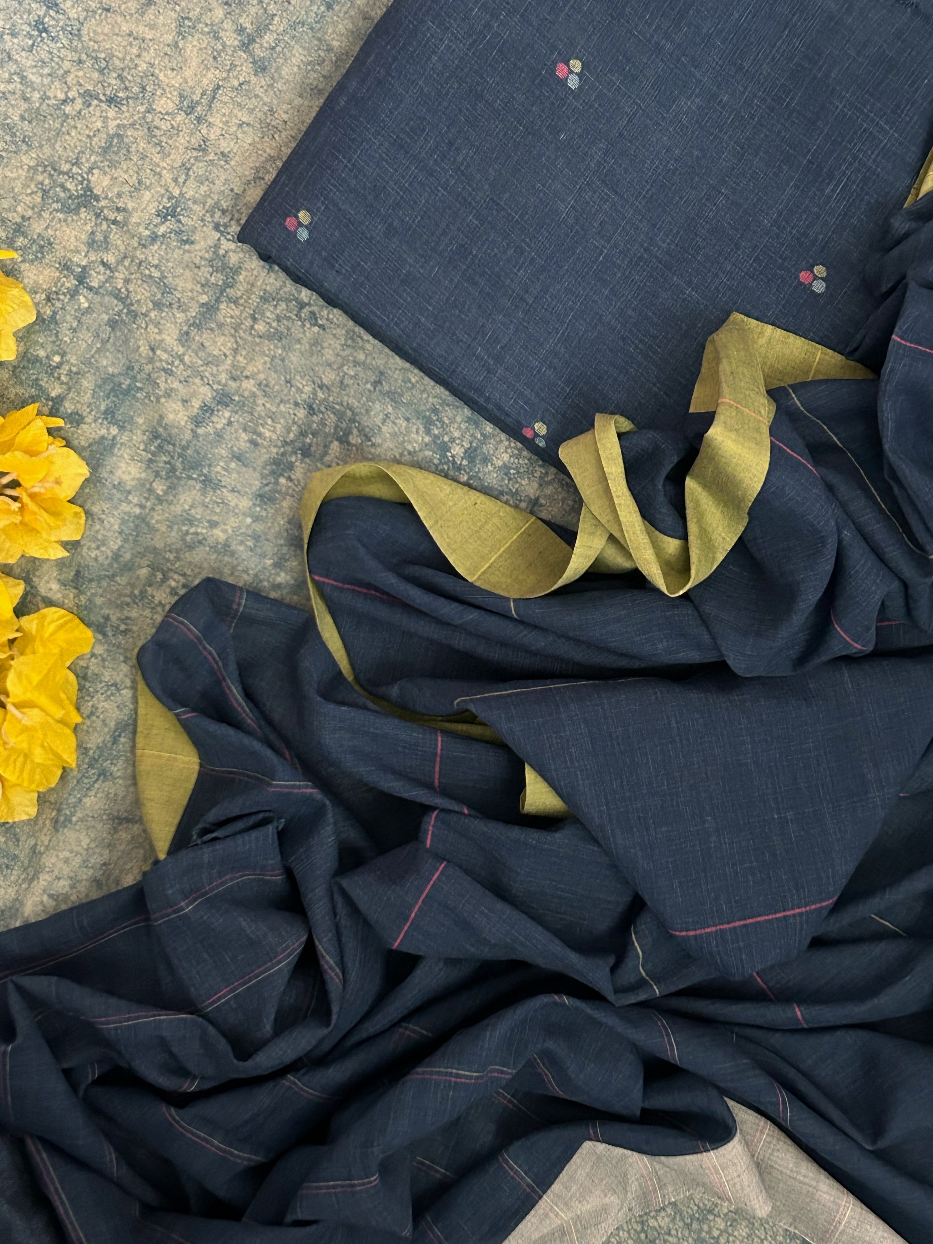 Neel Zari - Handwoven Bengal Jamdani Kurta Dupatta set