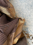 Handwoven Maheshwari Kurta Dupatta Set - Cola Brown