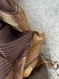 Handwoven Maheshwari Kurta Dupatta Set - Cola Brown