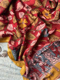 Sindoori -Handwoven Hand-drawn Handpainted Pen Kalamkari Dupatta