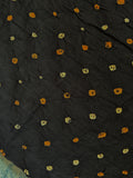 Handdone Ek Bundi Bandhani Cotton Satin Kurta Fabric - Midnight Black