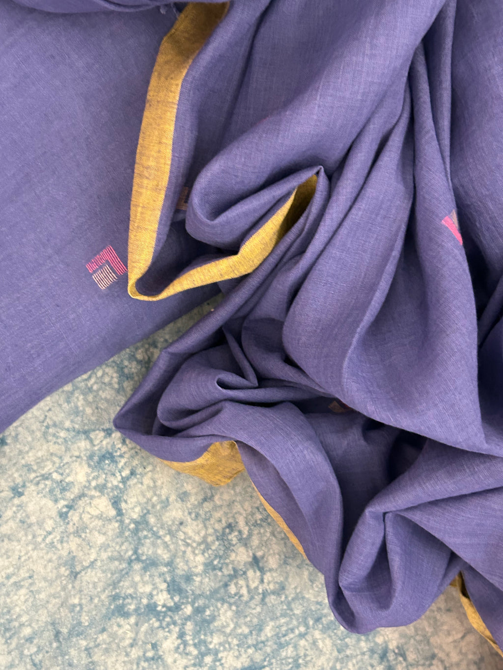 Blue Mist - Handwoven Bengal Jamdani Kurta Dupatta set