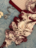 Handspun Handwoven Kotpad Suit Set - Ivory & Rust Maroon