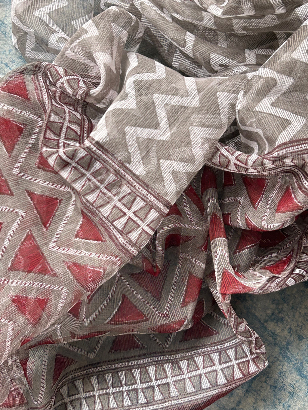 Handwoven Handblock Printed Set - Maroon
