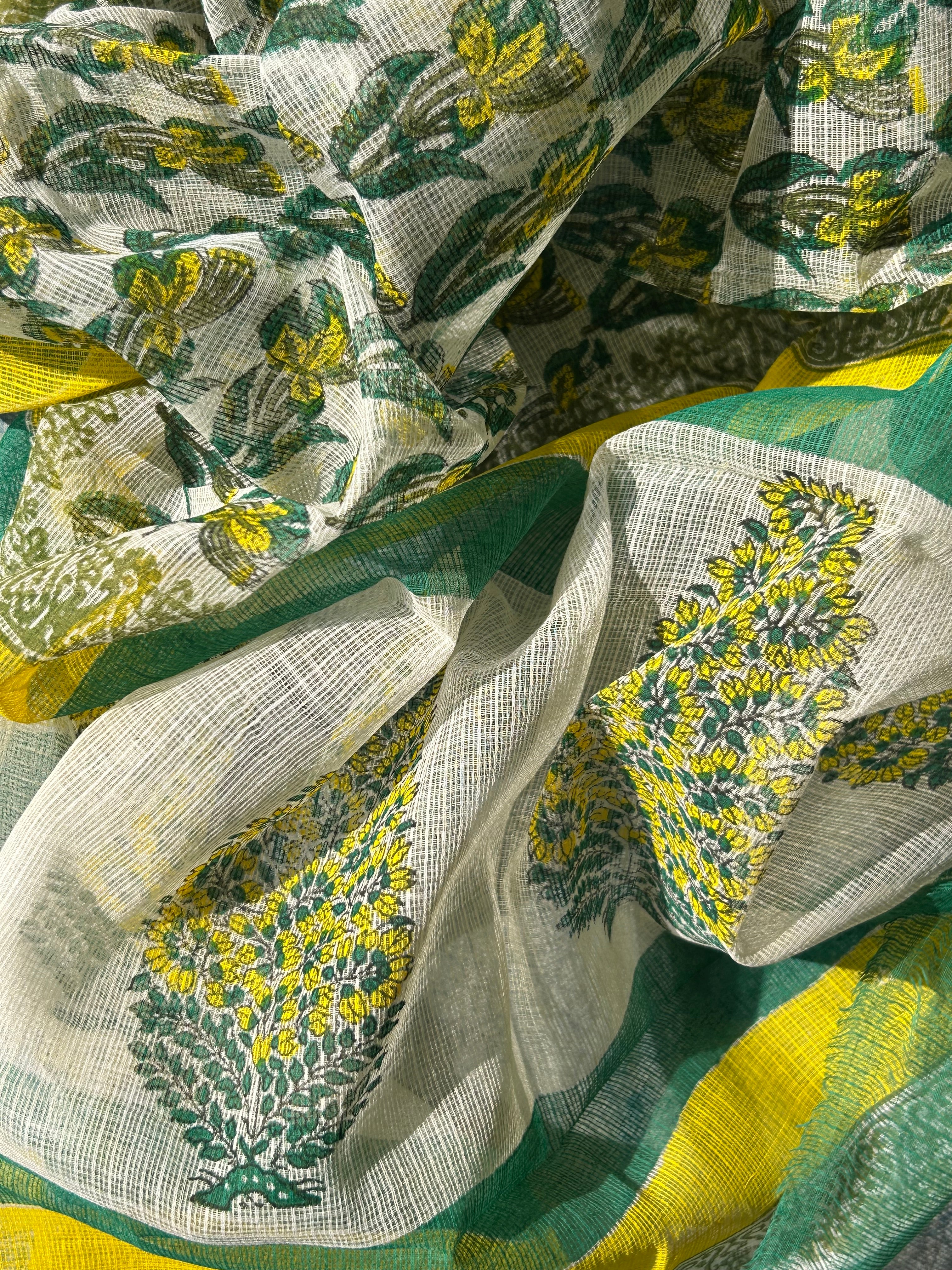 Handwoven Handblock Printed Set - Yellow
