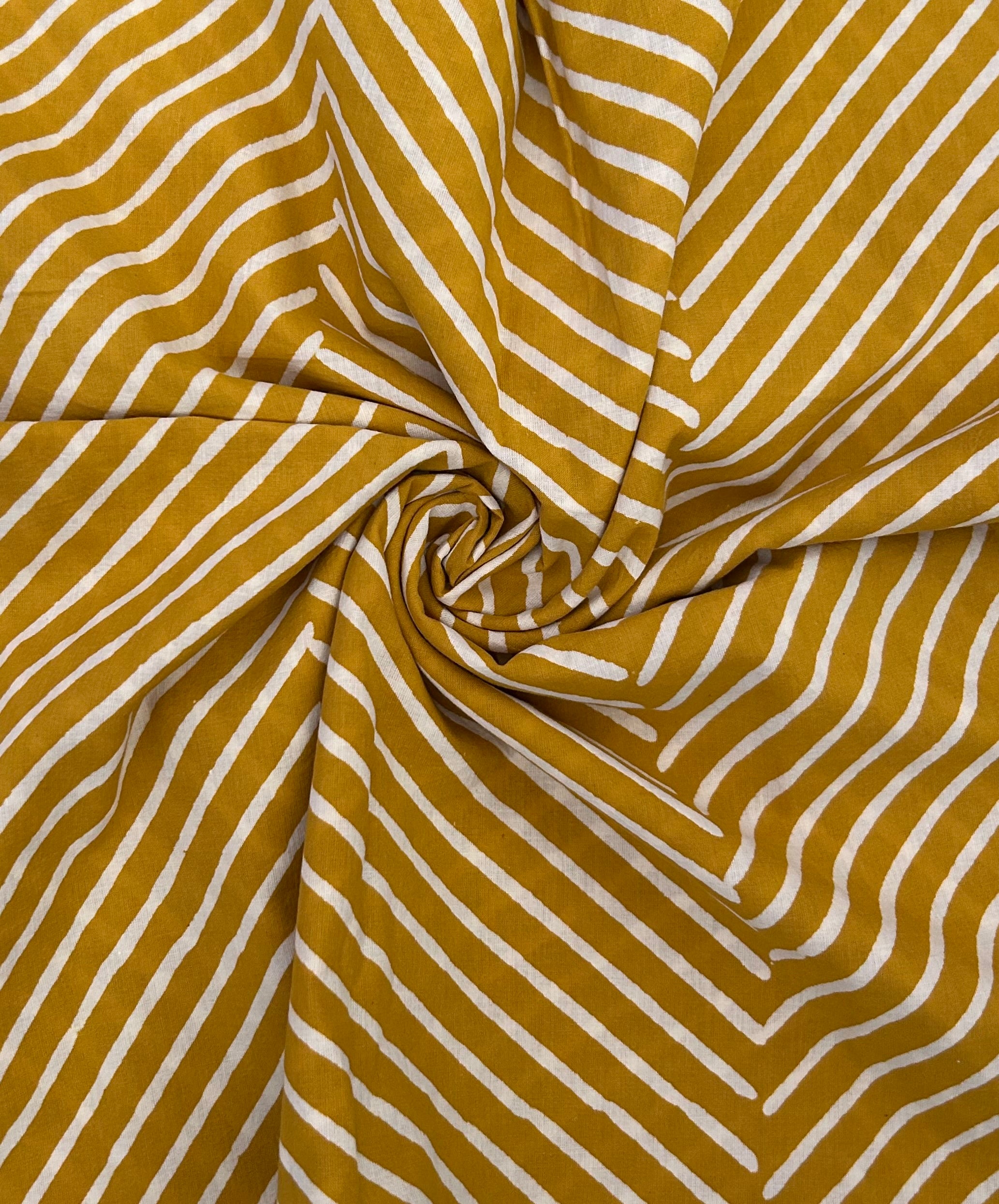 Handblock Printed Azofree dye cotton - Mustard Yellow(1m)