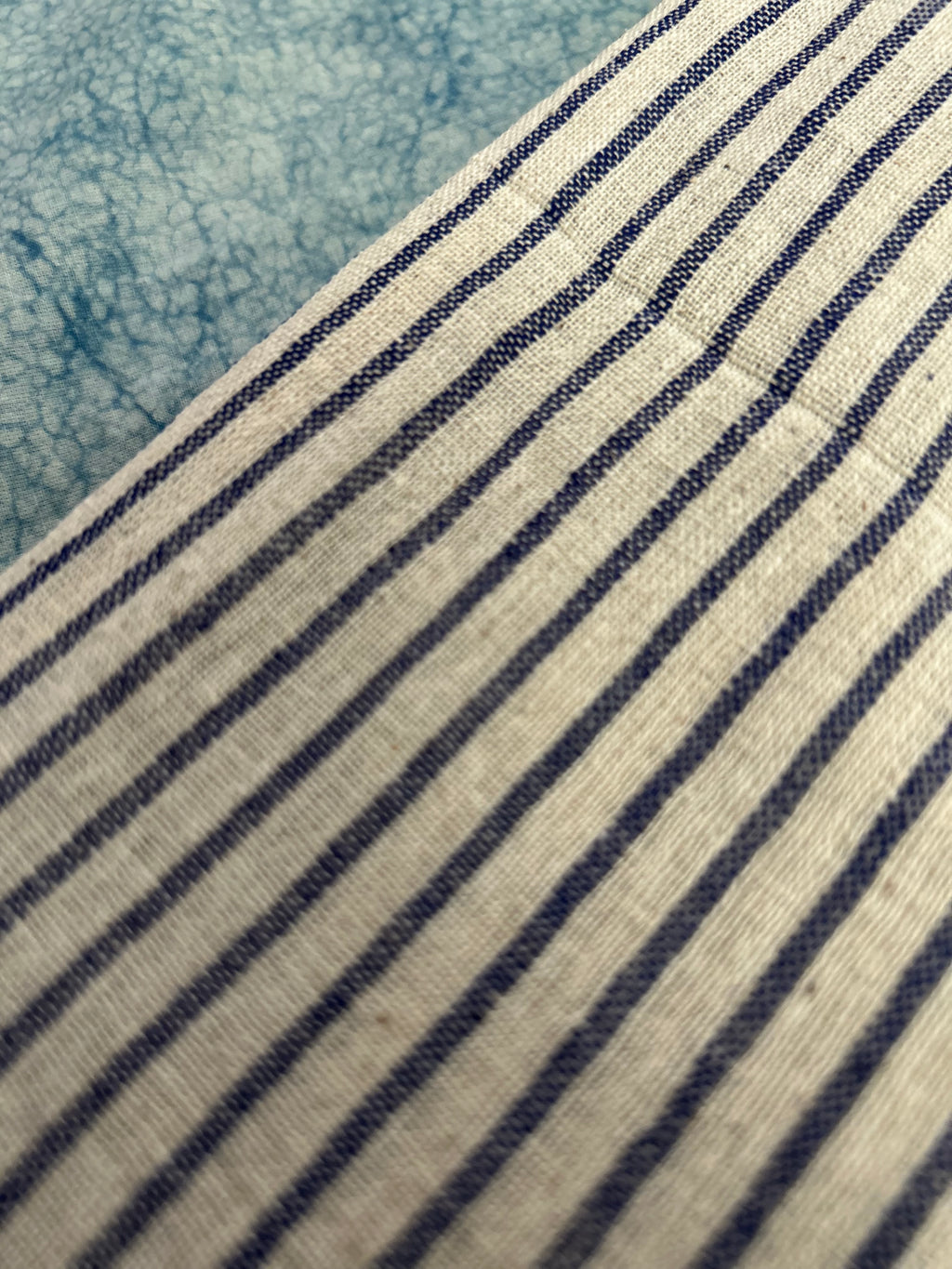 Handspun Handwoven Kotpad Fabric 600 INR/metre - Ivory & Blue