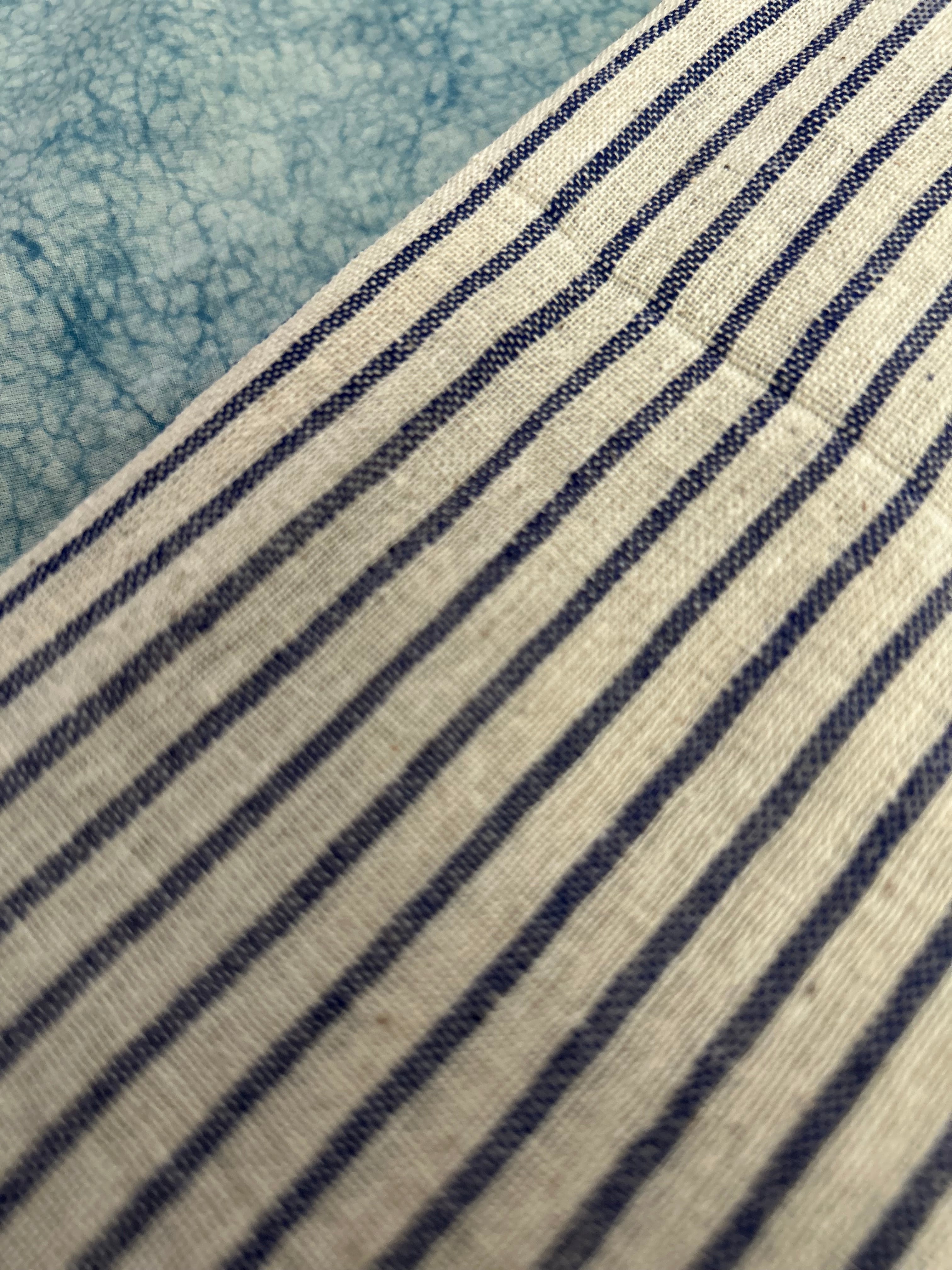 Handspun Handwoven Kotpad Fabric 600 INR/metre - Ivory & Blue