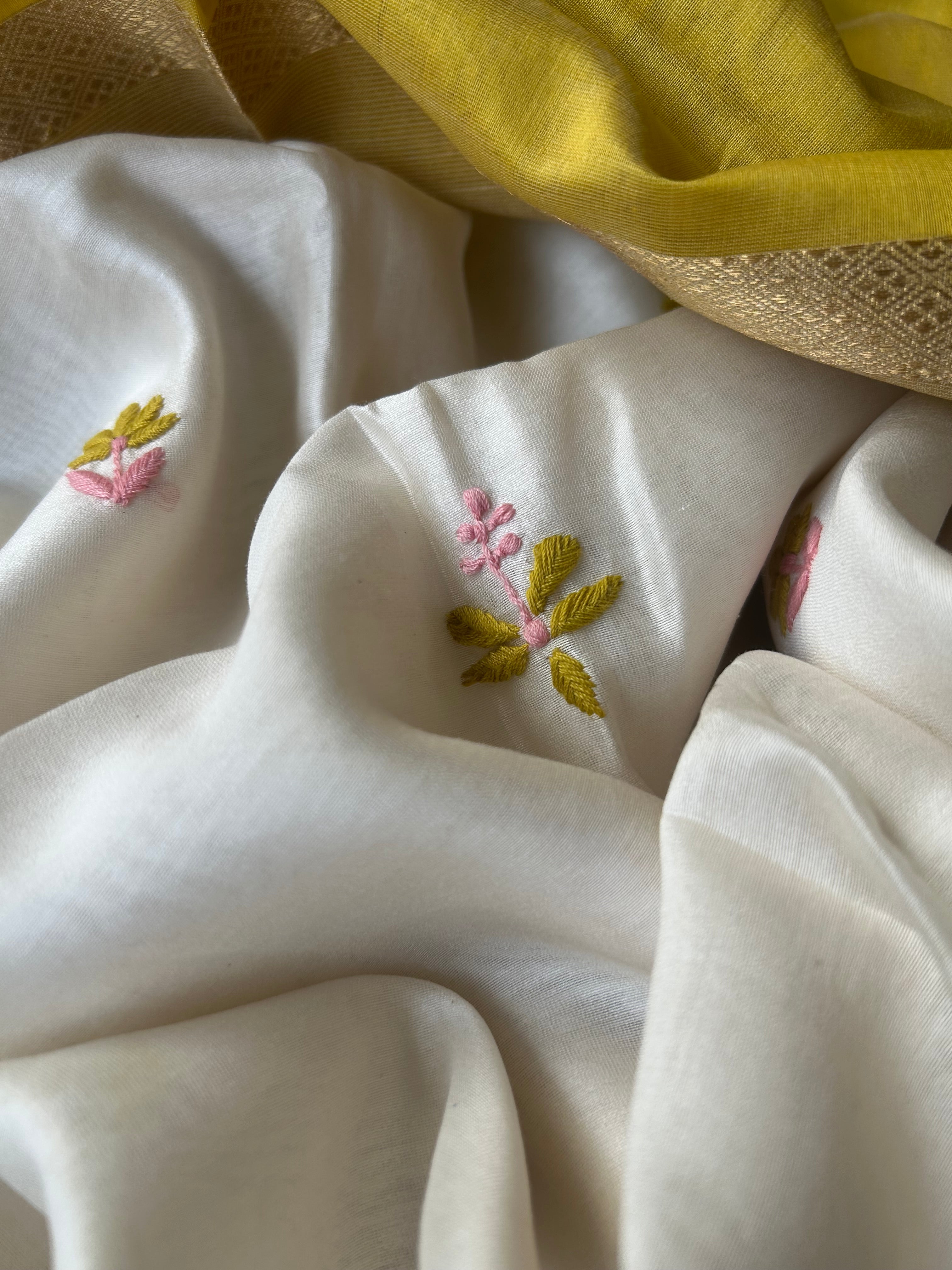 Handwoven Chikankari Work Maheshwari Set