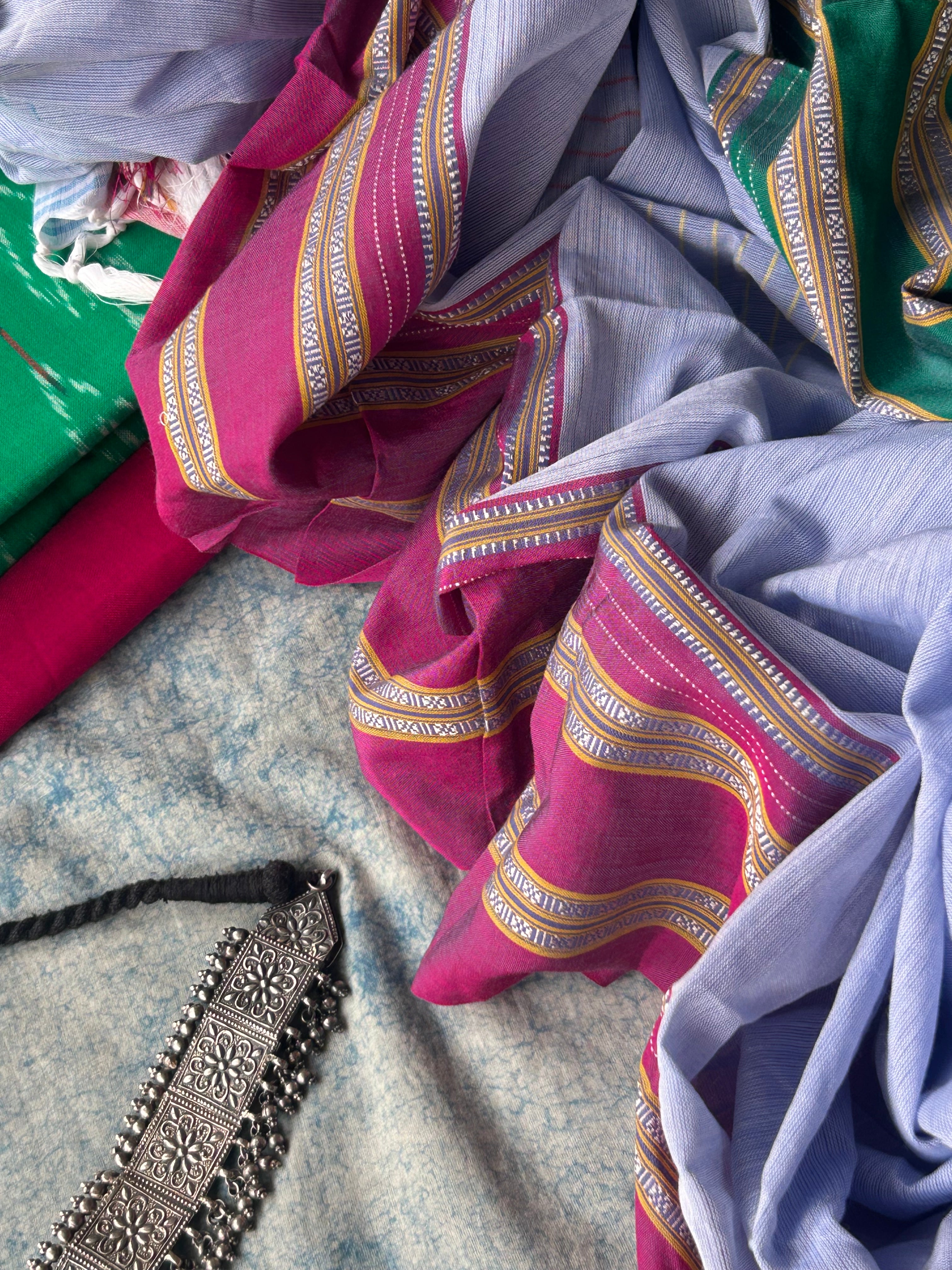 Kadambari - Handwoven Telangana cotton and Ilkal Dupatta Set