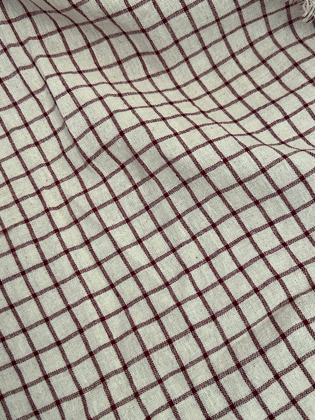 Handspun Handwoven Kotpad Suit Set - Ivory & Rust Maroon