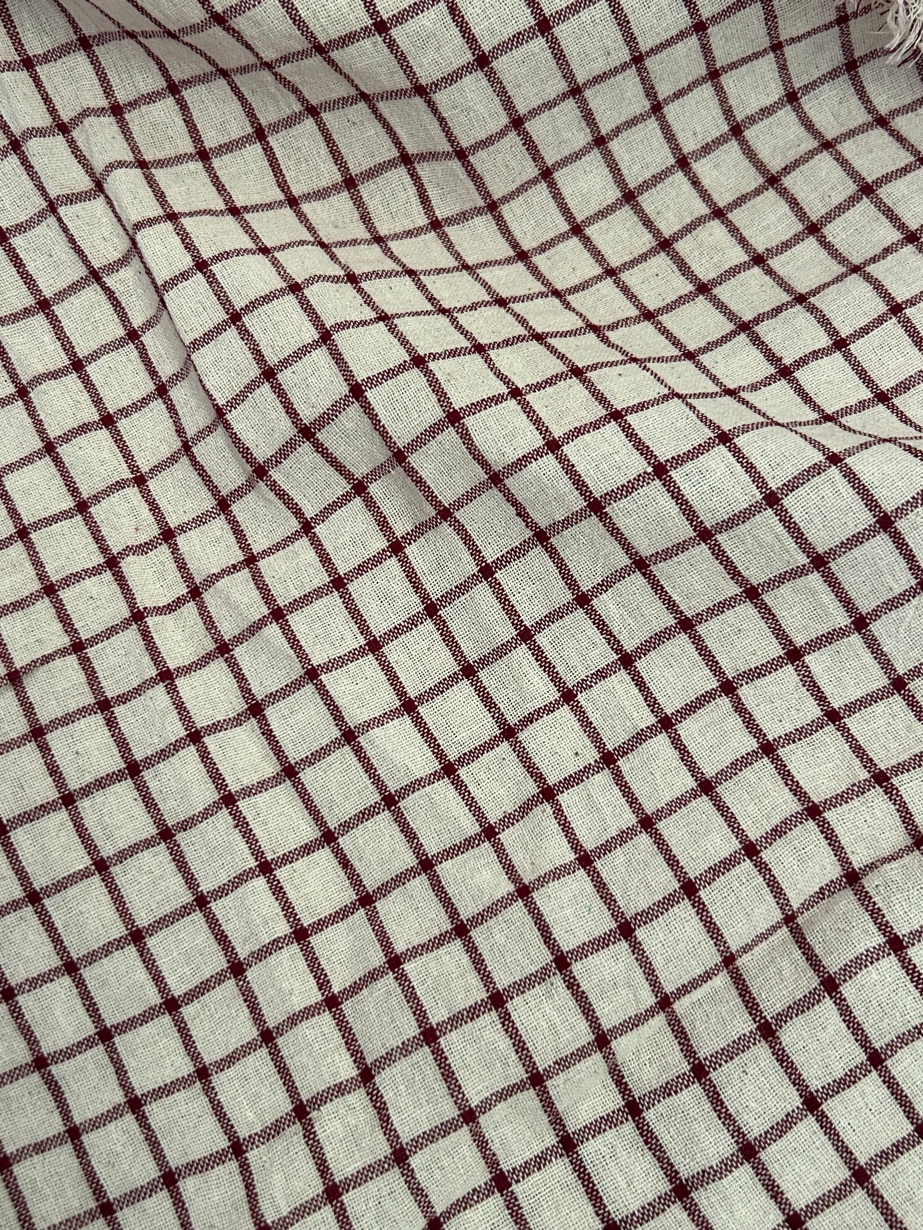 Handspun Handwoven Kotpad Suit Set - Ivory & Rust Maroon