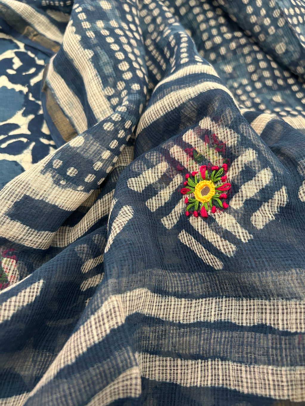 Handblock Handdone Embroidery Cotton Kota Suit