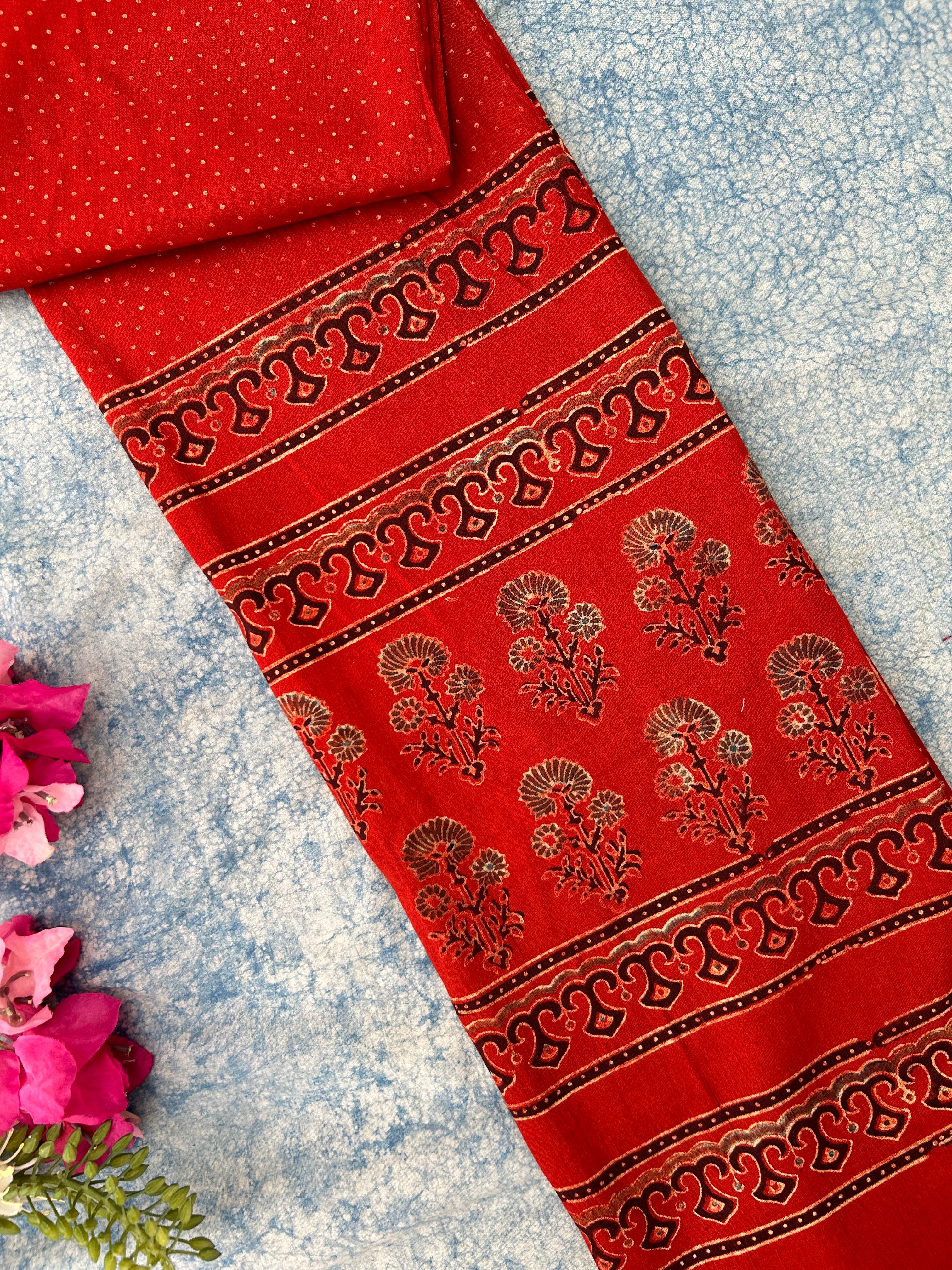 Natural Dyes Hand Block Ajrakh Dupatta