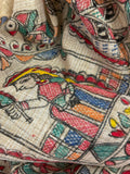 Madhubani Handpainted Cotton Silk Dupatta