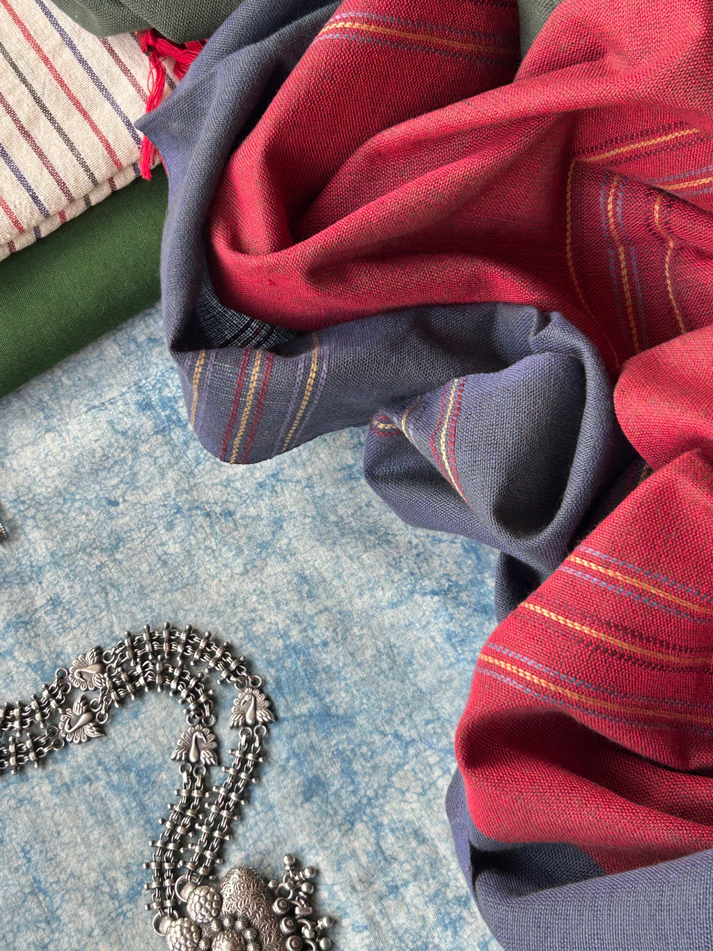 Vasundhara - Handspun Handwoven Kotpad and Bhujodi Dupatta Set
