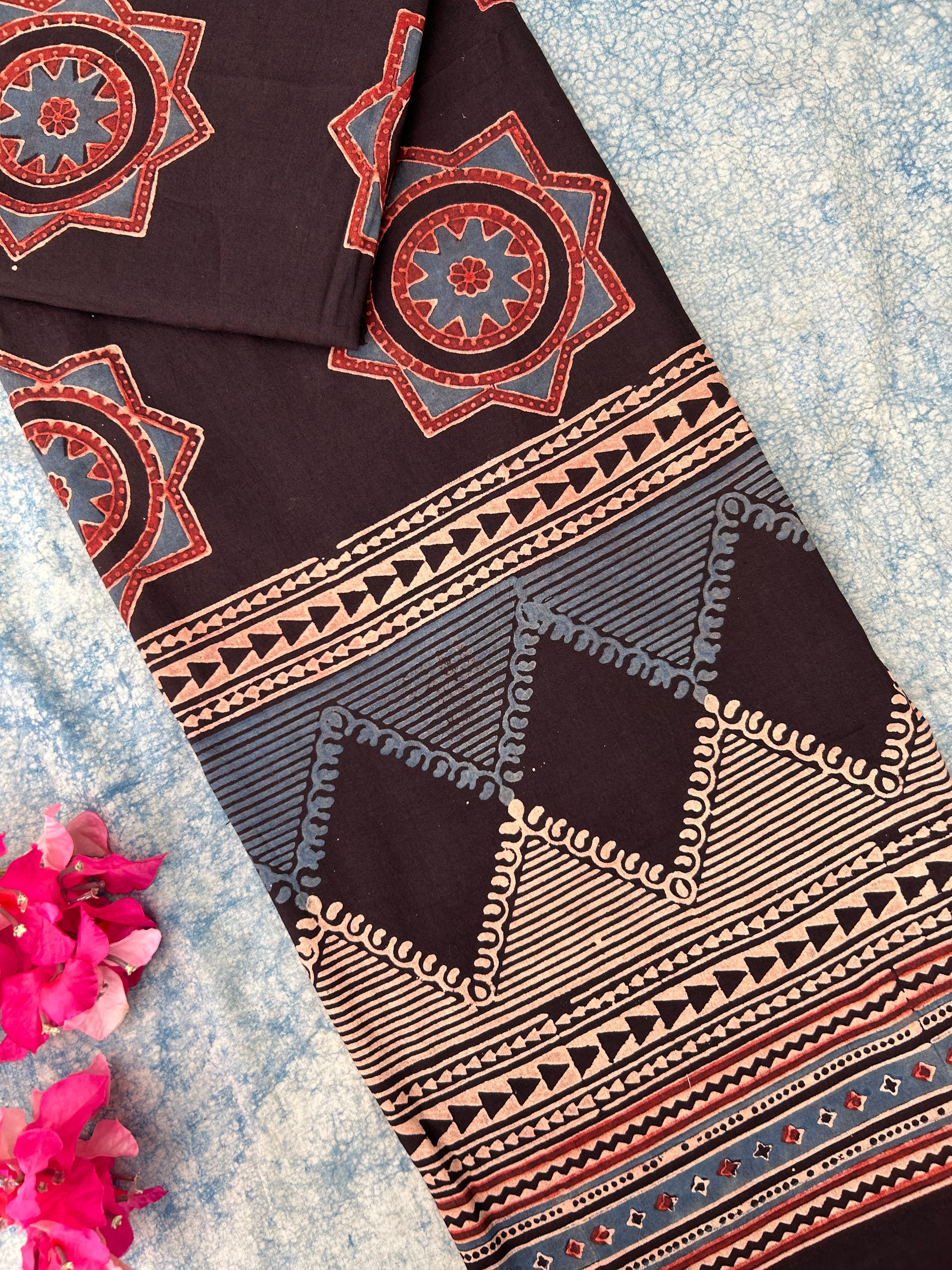 Natural Dyes Hand Block Ajrakh Dupatta