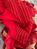 Handwoven Maheshwari Kurta Dupatta Set - Red