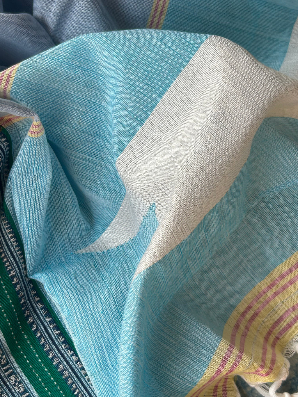 Aasmaani - Handwoven Telangana cotton and Ilkal Dupatta Set