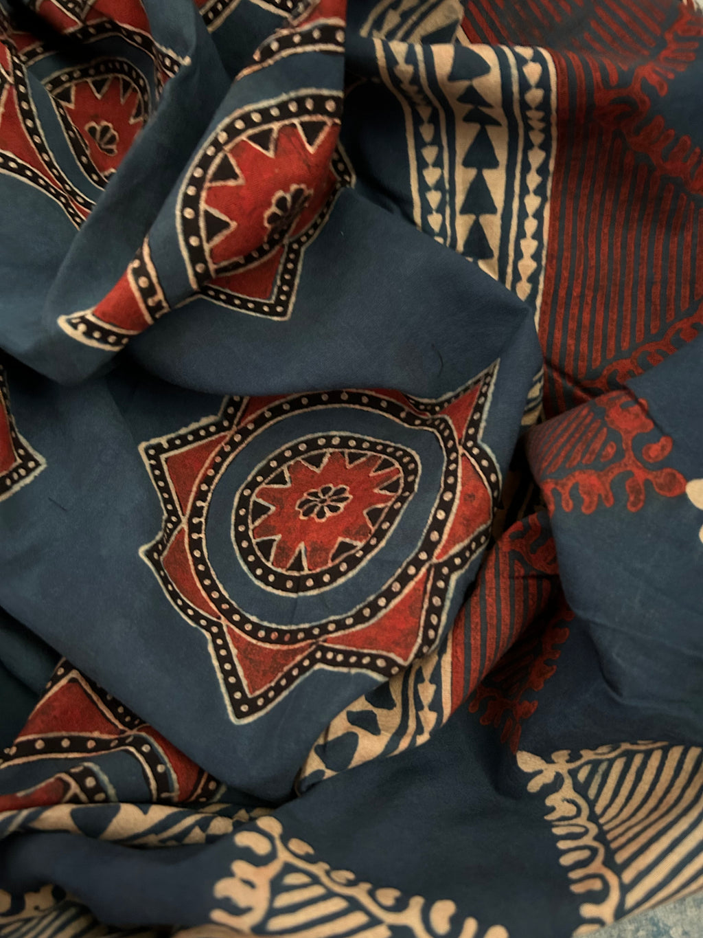 Natural Dyes Hand Block Ajrakh Dupatta