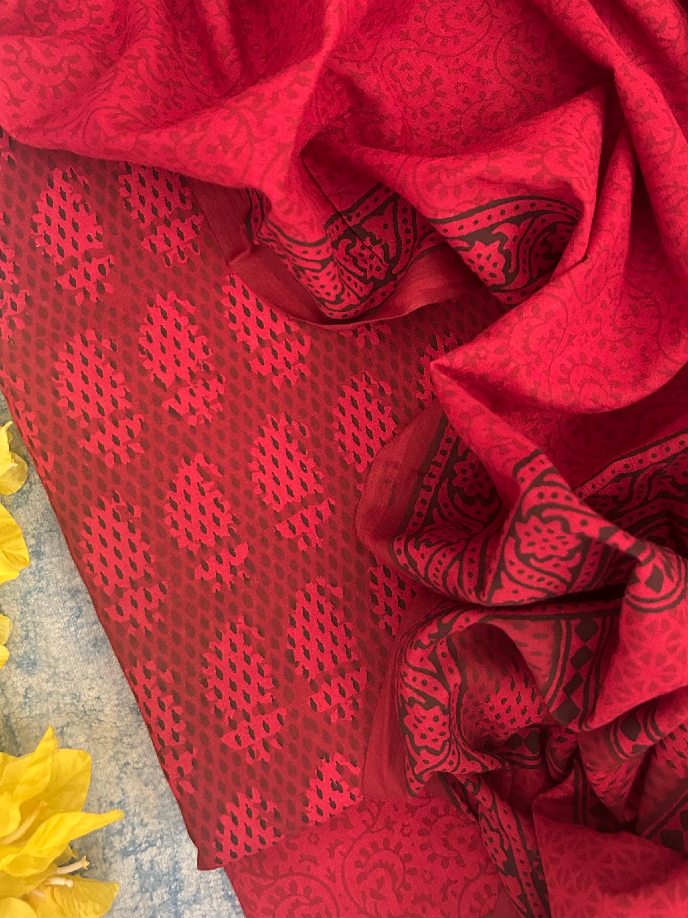Natural Dyed Bagh Block Print Cotton Suit