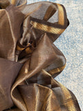 Handwoven Maheshwari Kurta Dupatta Set - Black Gold