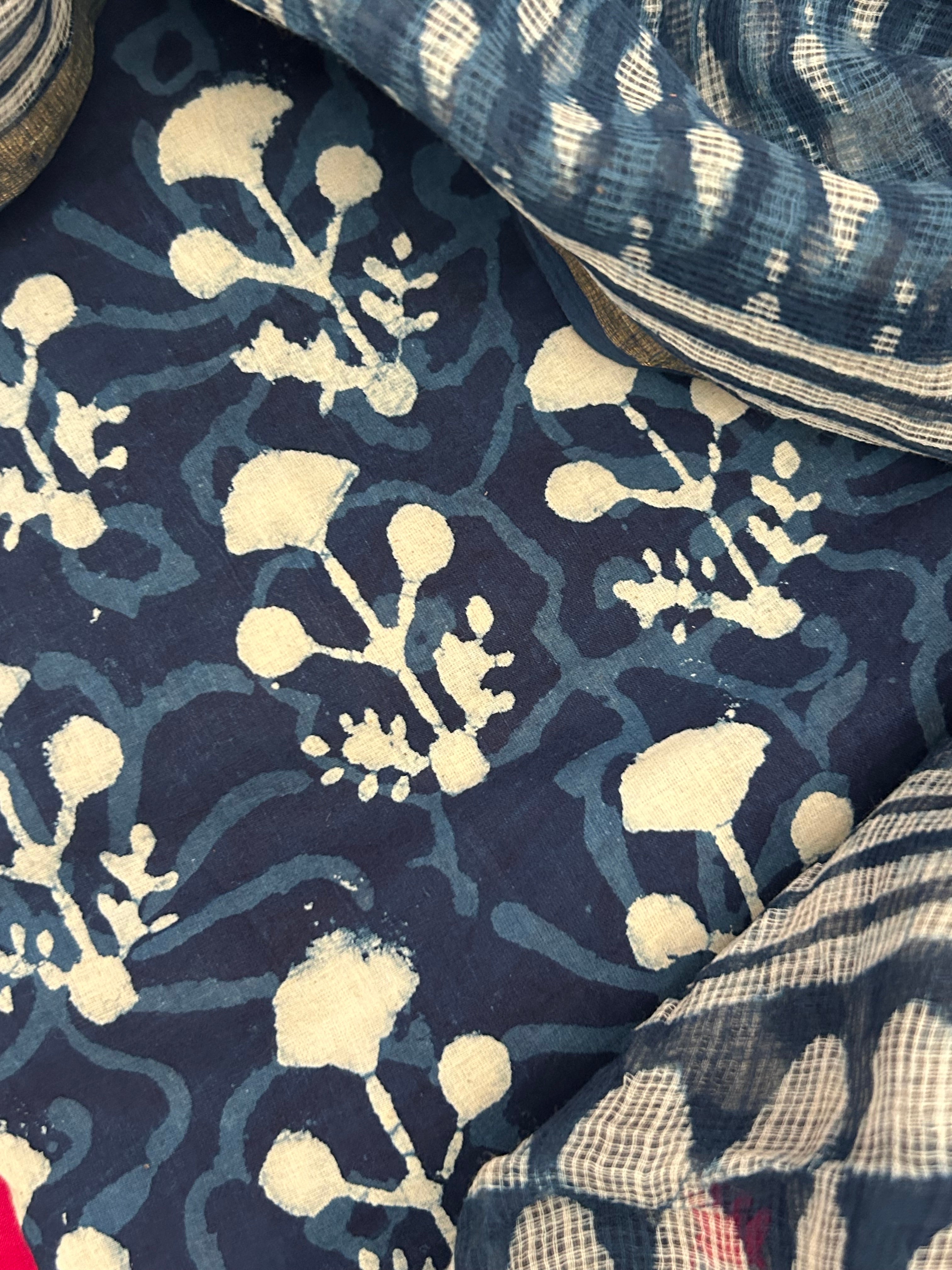 Handblock Handdone Embroidery Cotton Kota Suit