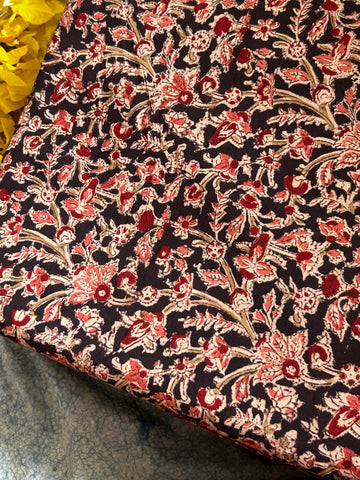 Pedana Hand Block Printed Kalamkari Natural Dyed Cotton Fabric Kurta