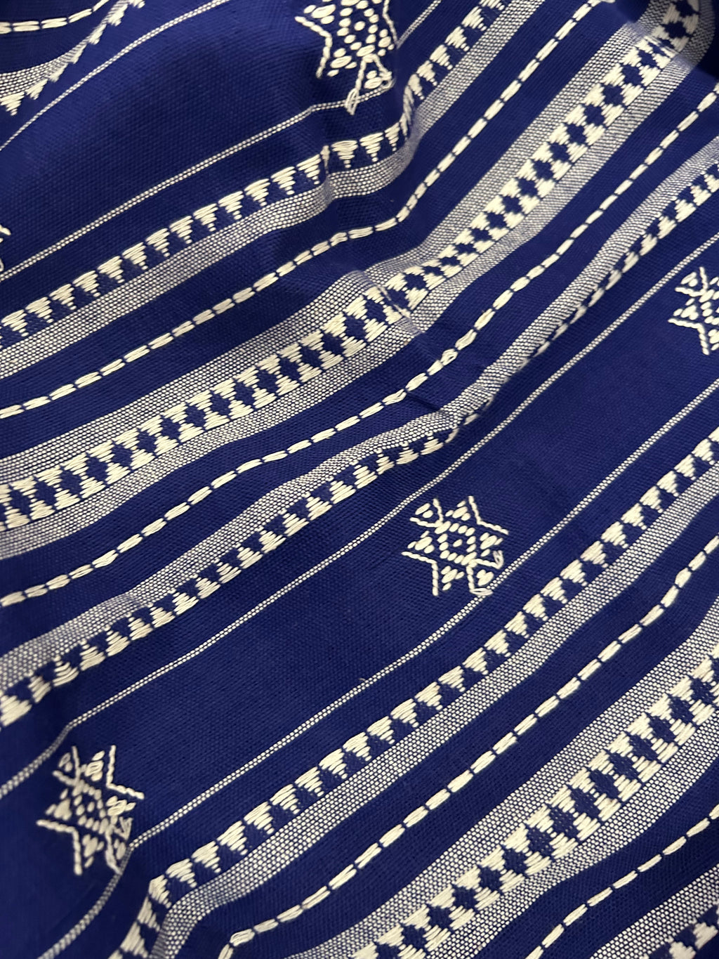 Handspun Handwoven Kotpad Suit Set - Ivory Blue Butti and Stripe Dupatta