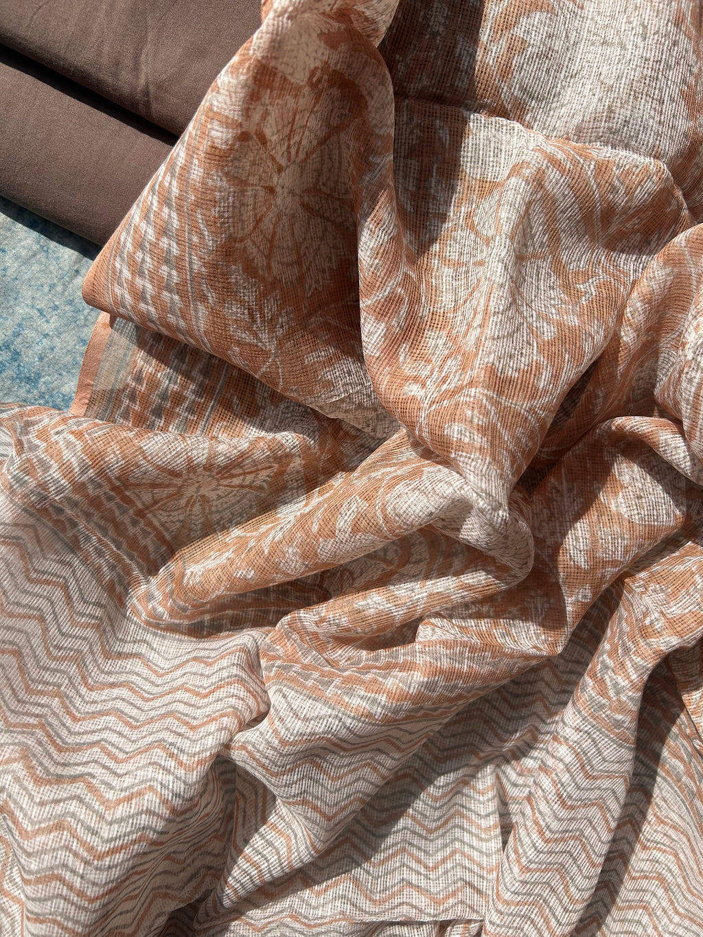 Handcrafted Cotton Chanderi Suit -Ash Grey