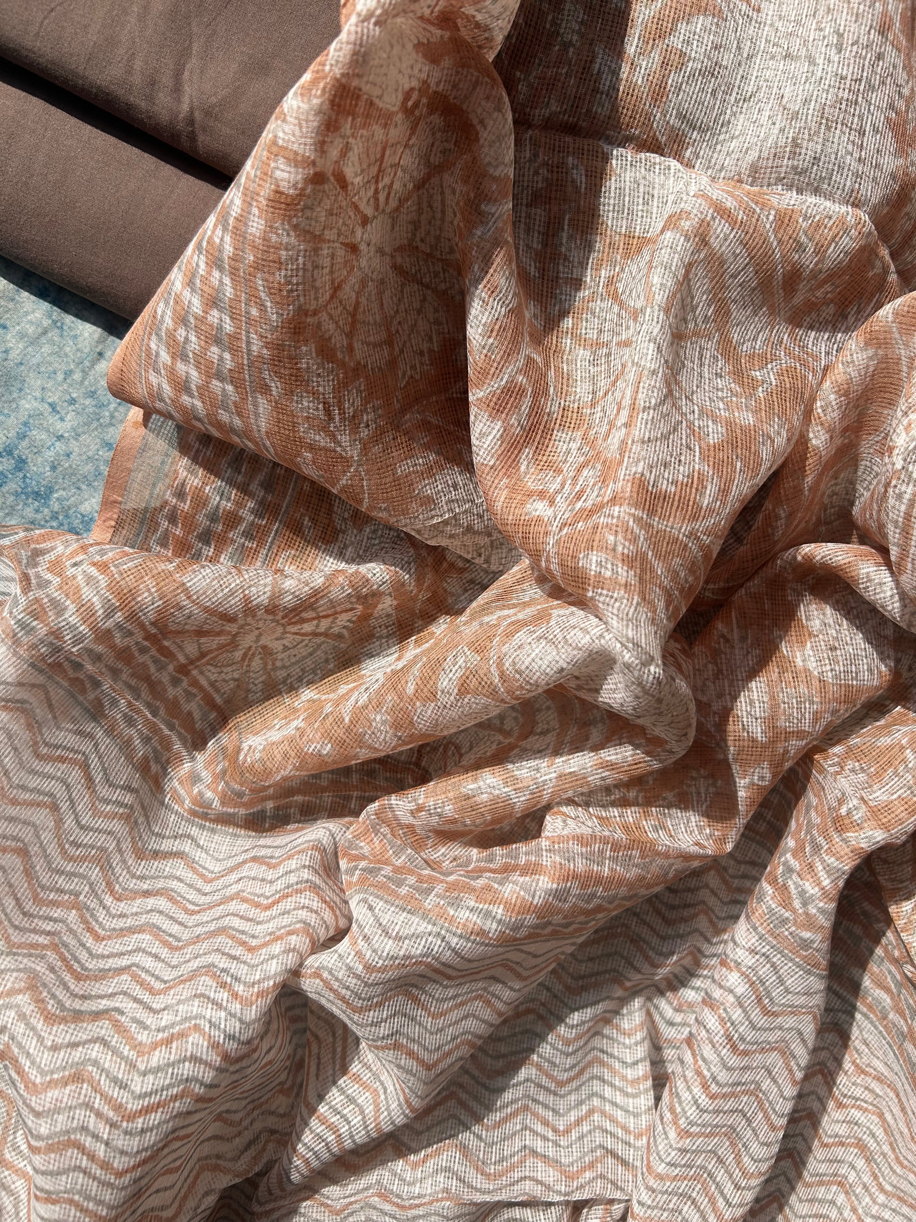 Handcrafted Cotton Chanderi Suit -Ash Grey