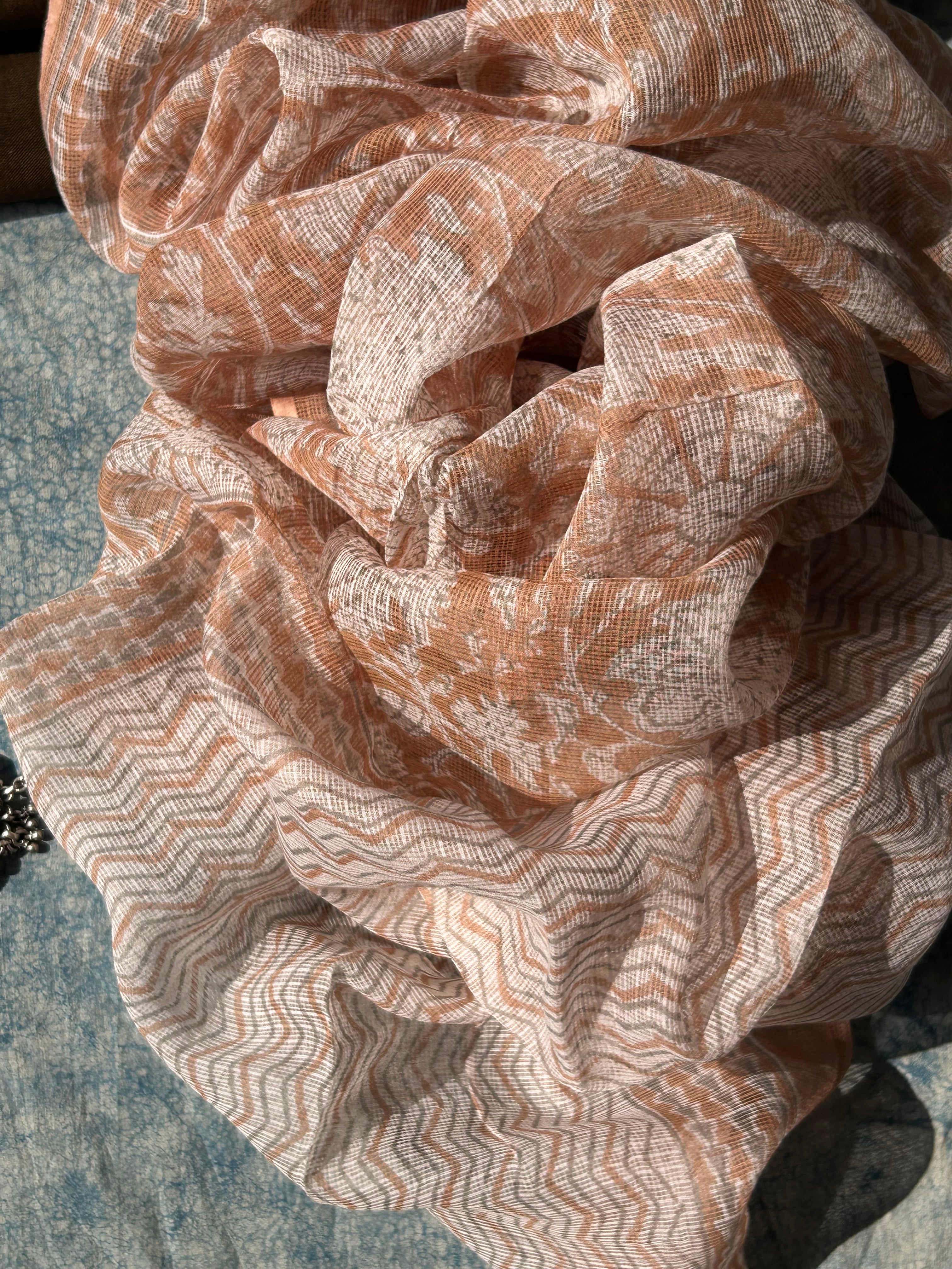 Handwoven Handblock Printed Set - Earthy Brown
