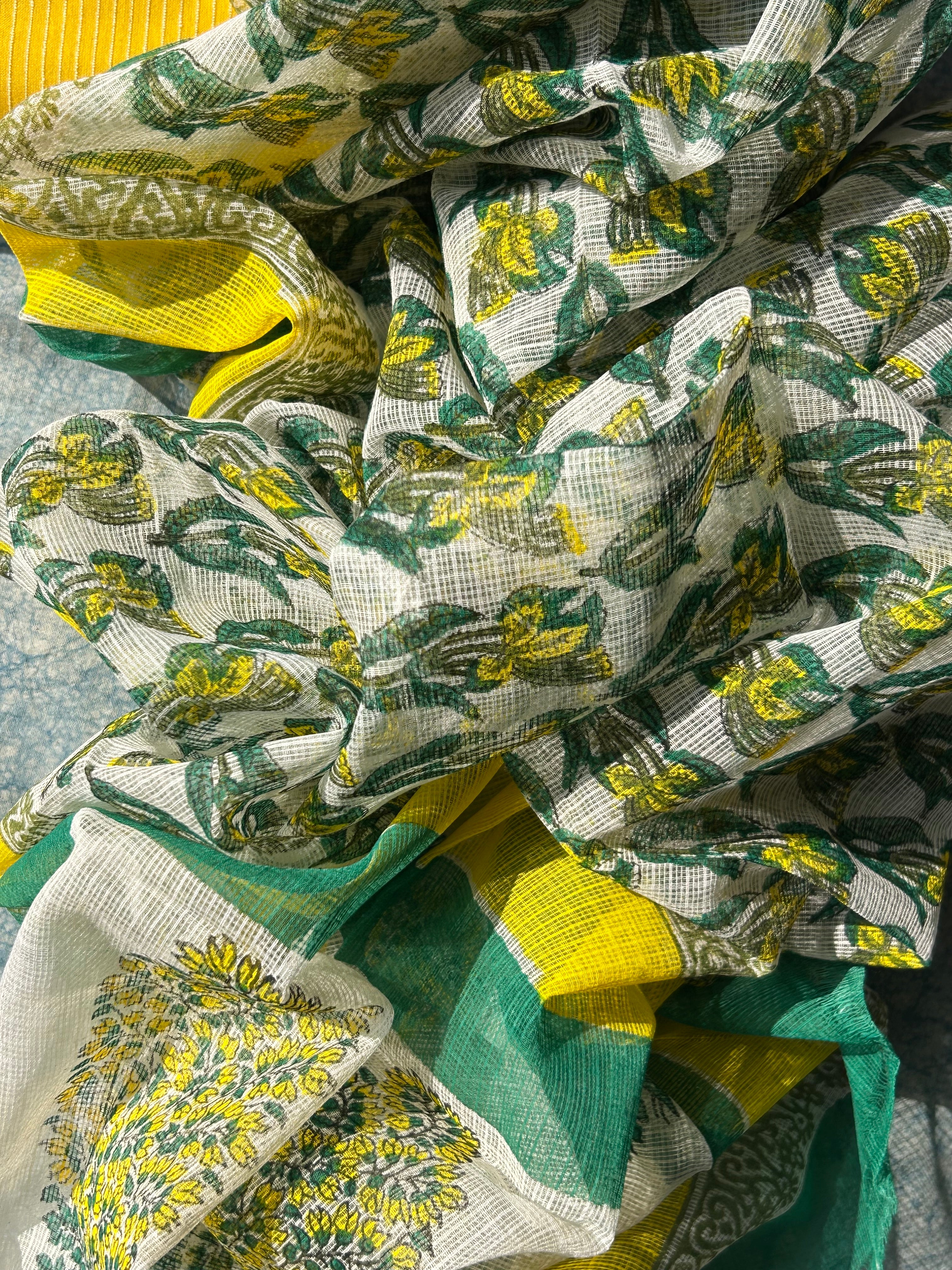Handwoven Handblock Printed Set - Yellow