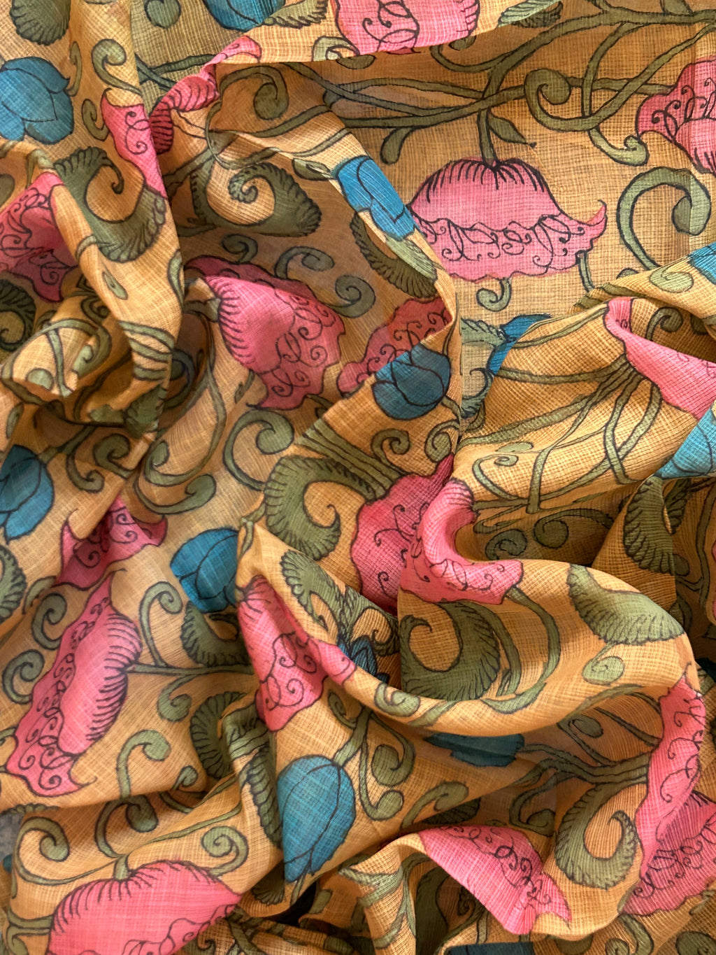 Navya - Handwoven Hand-drawn Handpainted Pen Kalamkari Dupatta