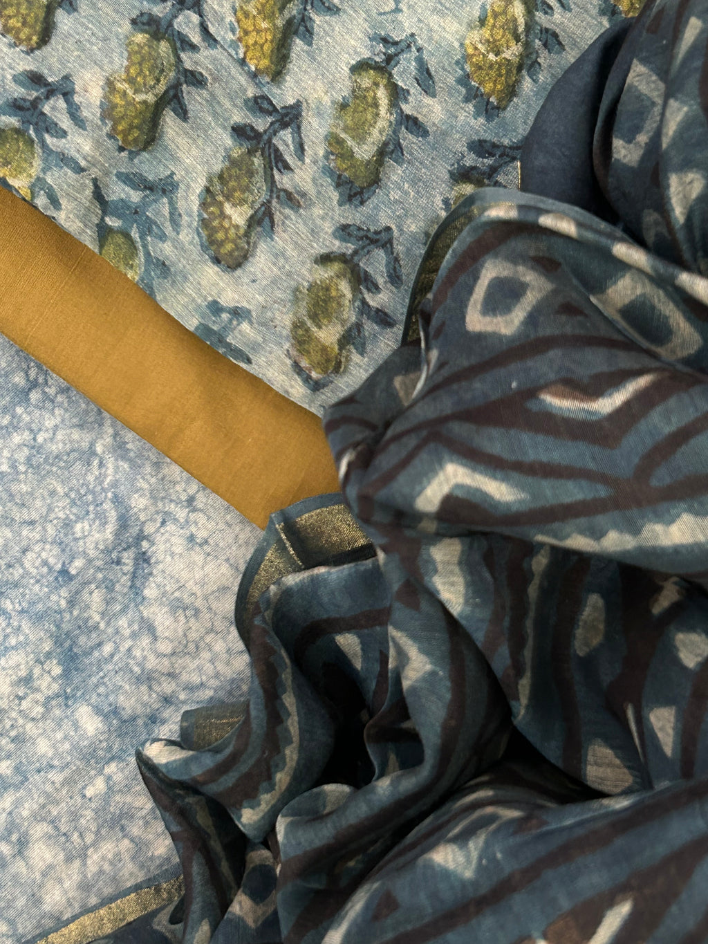 Handblock Chanderi Silk Cotton Suit
