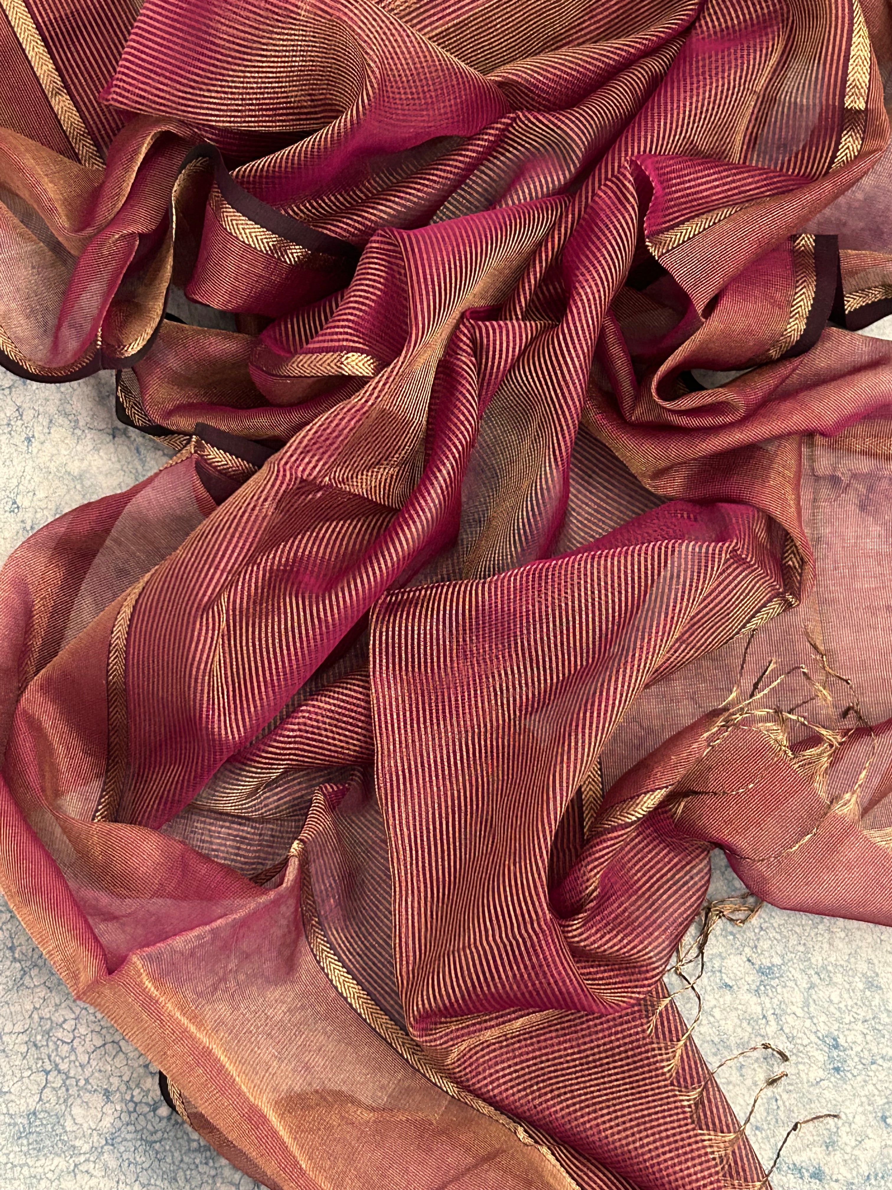 Handwoven Maheshwari Kurta Dupatta Set -Wine