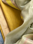 Handwoven Maheshwari Kurta Dupatta Set -Yellow & Pastel Green