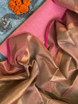 Handwoven Maheshwari Kurta Dupatta Set - Baby Pink & Almond