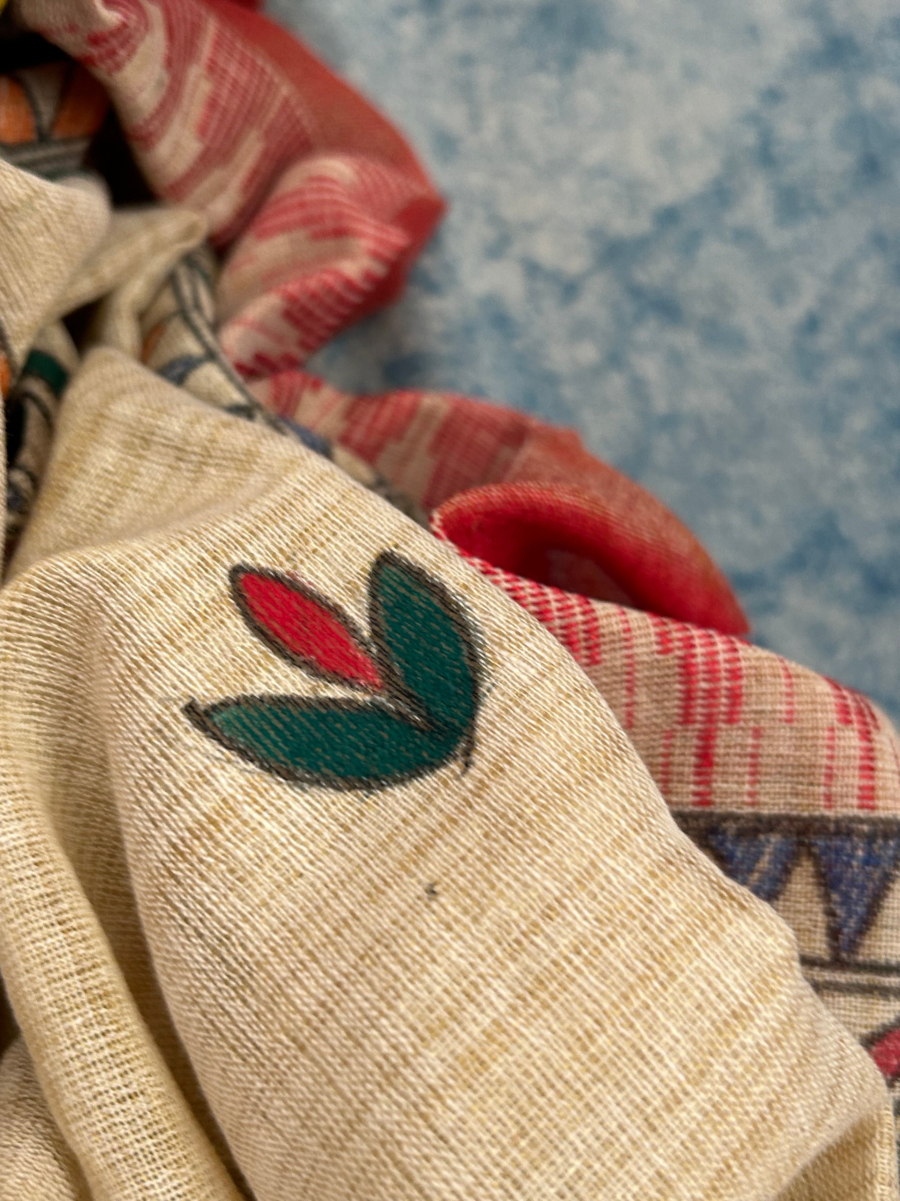 Madhubani Handpainted Cotton Silk Dupatta