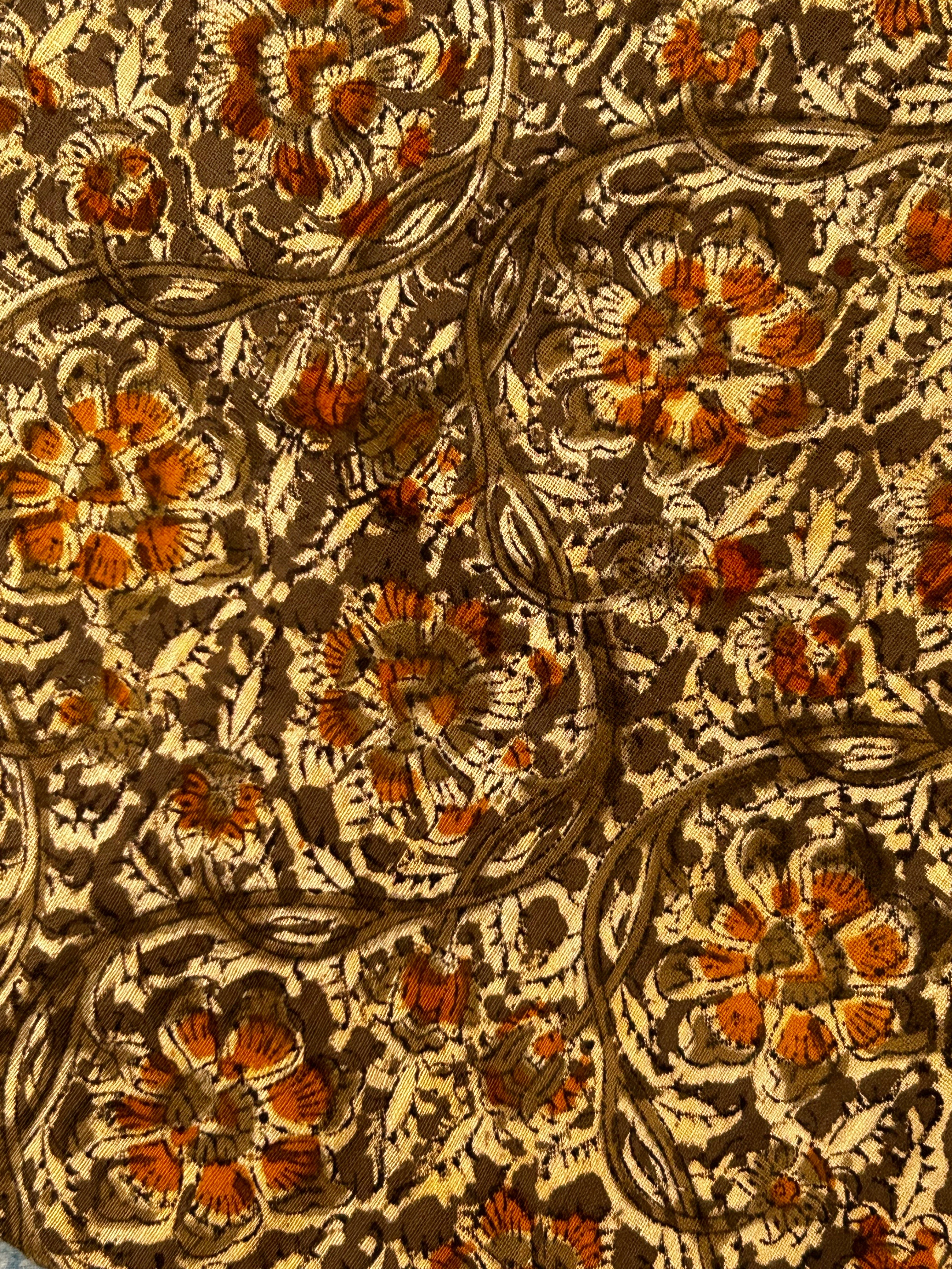 Handspun & Handwoven 2.5m Cotton Fabric With Handdone Pedana Kalamkari