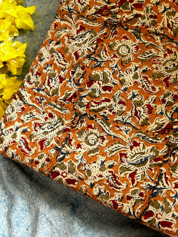 Pedana Hand Block Printed Kalamkari Natural Dyed Cotton Fabric Kurta